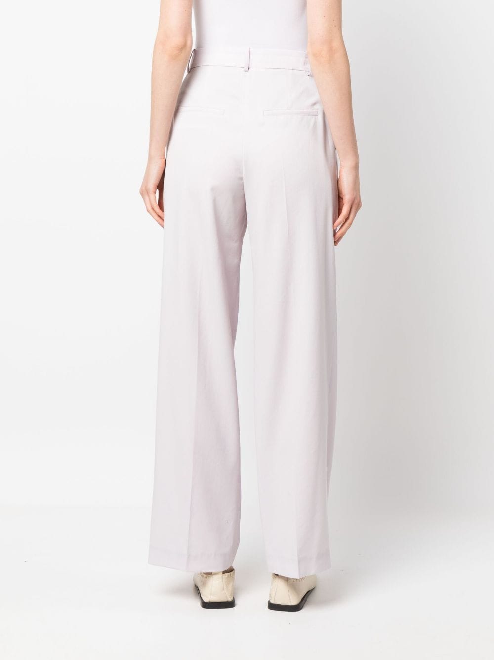Shop Low Classic Pleat-detail Cotton Tailored Trousers In Purple