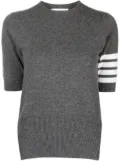 Thom Browne signature 4-Bar stripe short-sleeve cashmere top - Grey