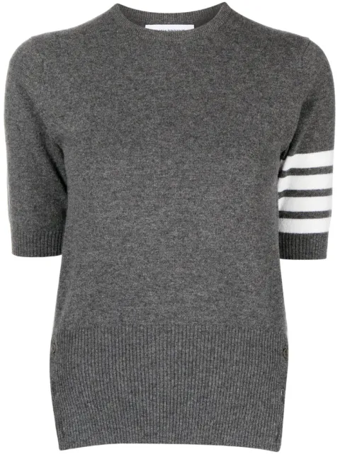 Thom Browne signature 4-Bar stripe short-sleeve cashmere top
