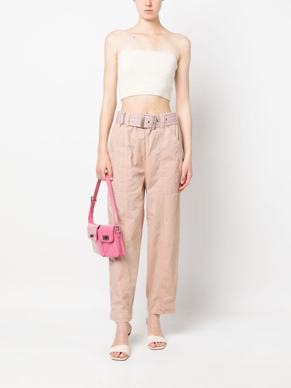 PINKO Broek met ceintuur - Beige