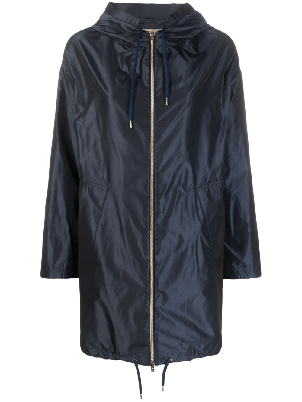 Herno Techno Taffeta Parka Coat In Blue