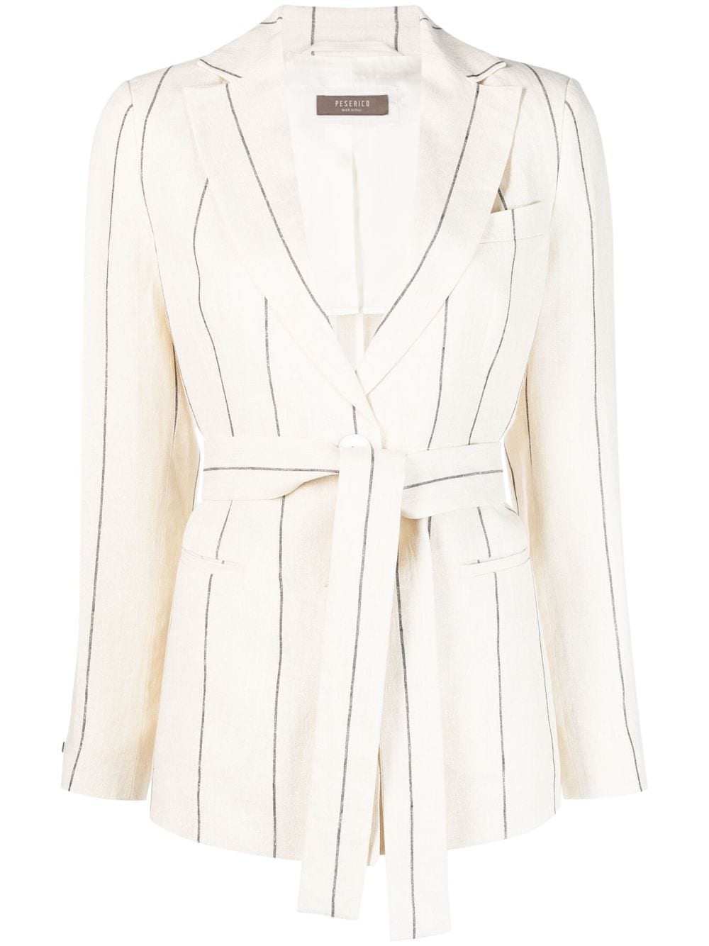 Peserico Linen Pinstripe Blazer In Neutrals