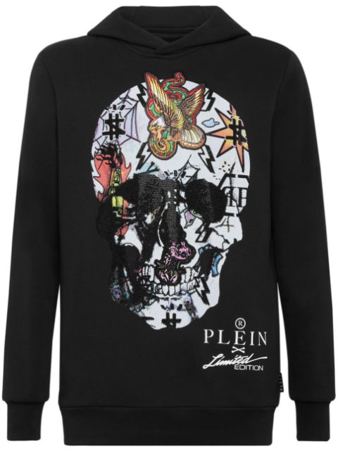 Philipp Plein skull-print crystal-embellished hoodie Women