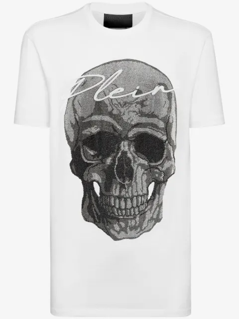 Philipp Plein crystal-embellished skull cotton T-shirt