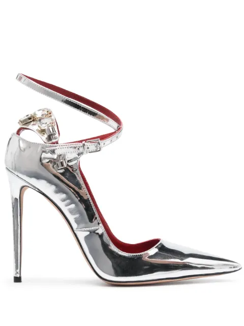 HARDOT 120mm metallic leather pumps