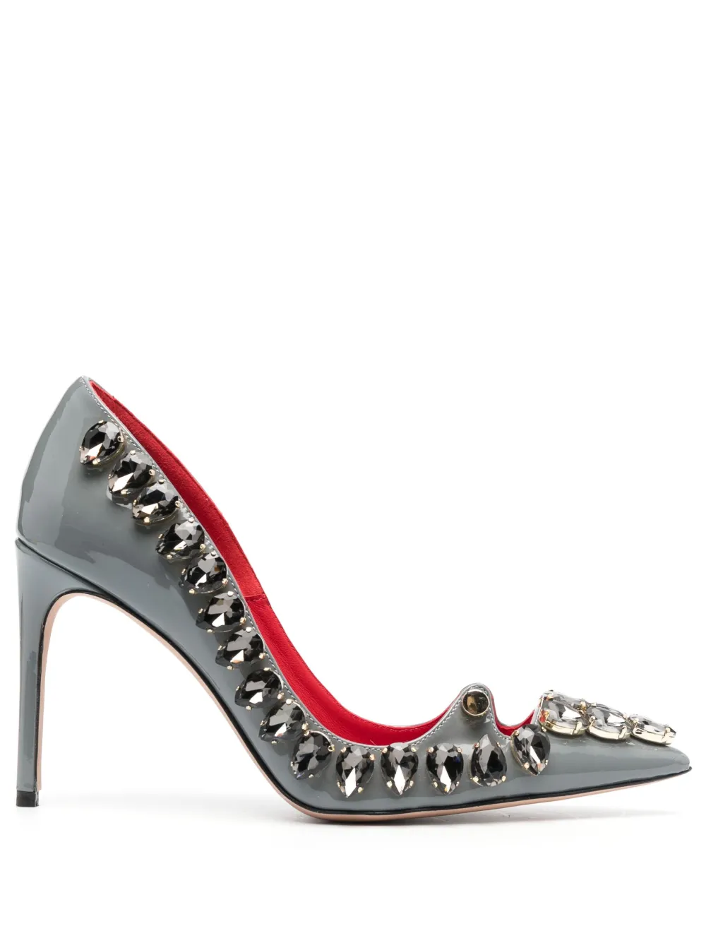 Hardot 105mm Gem-embellished Pumps In Grey