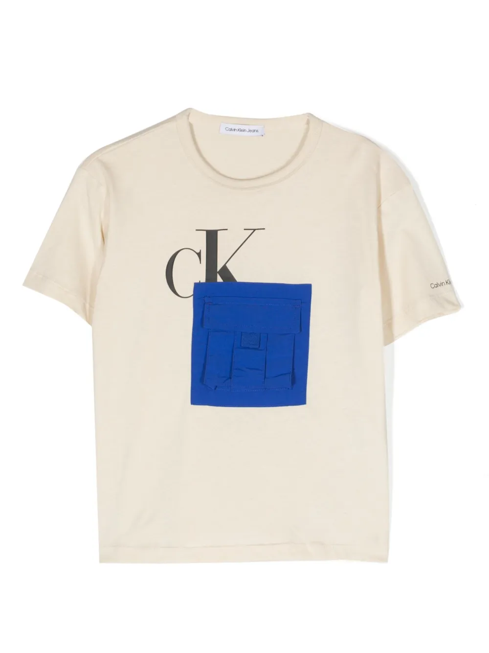 Calvin Klein Kids' Logo-print Short-sleeved T-shirt In Neutrals