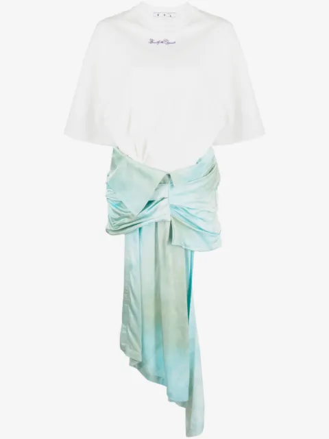 Off-White vestido corto con falda drapeada
