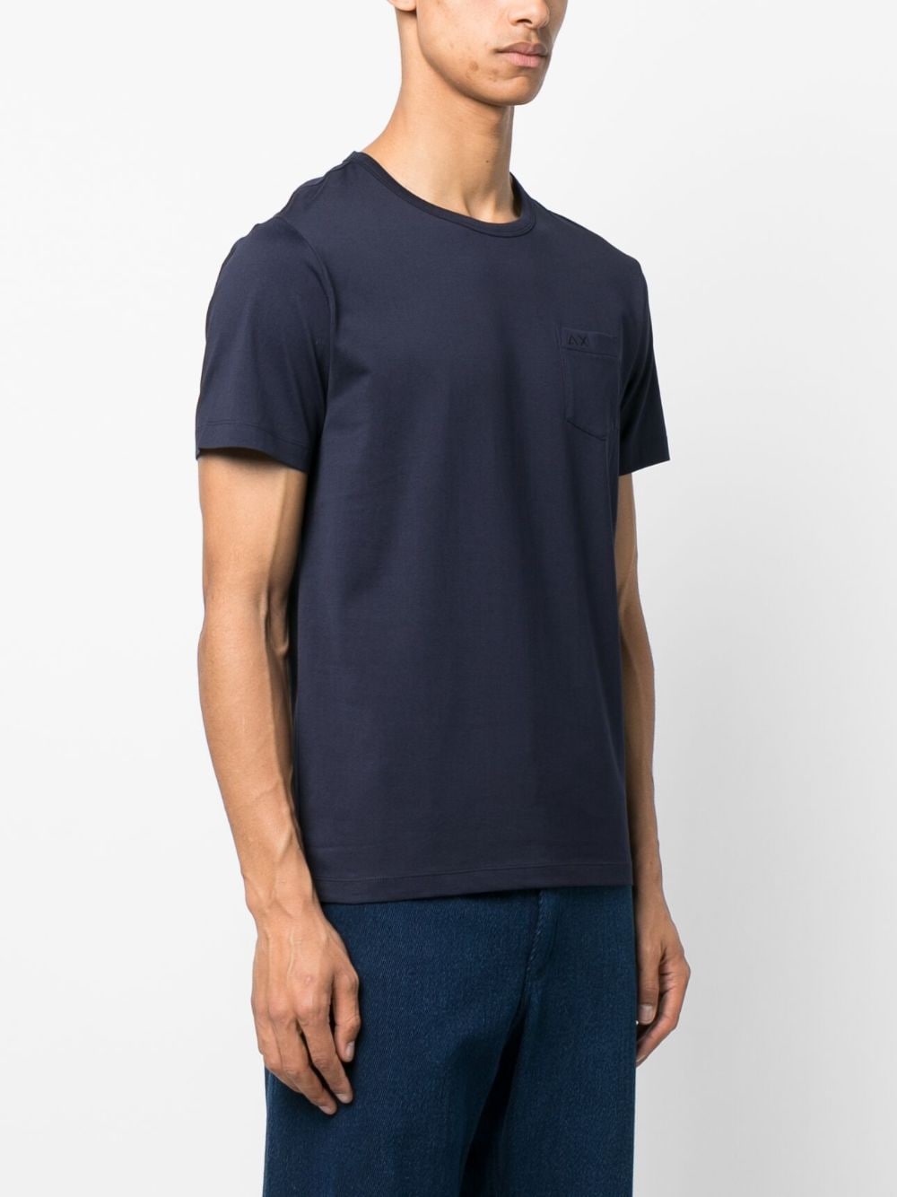 Shop Sun 68 Logo-embroidered T-shirt In Blue