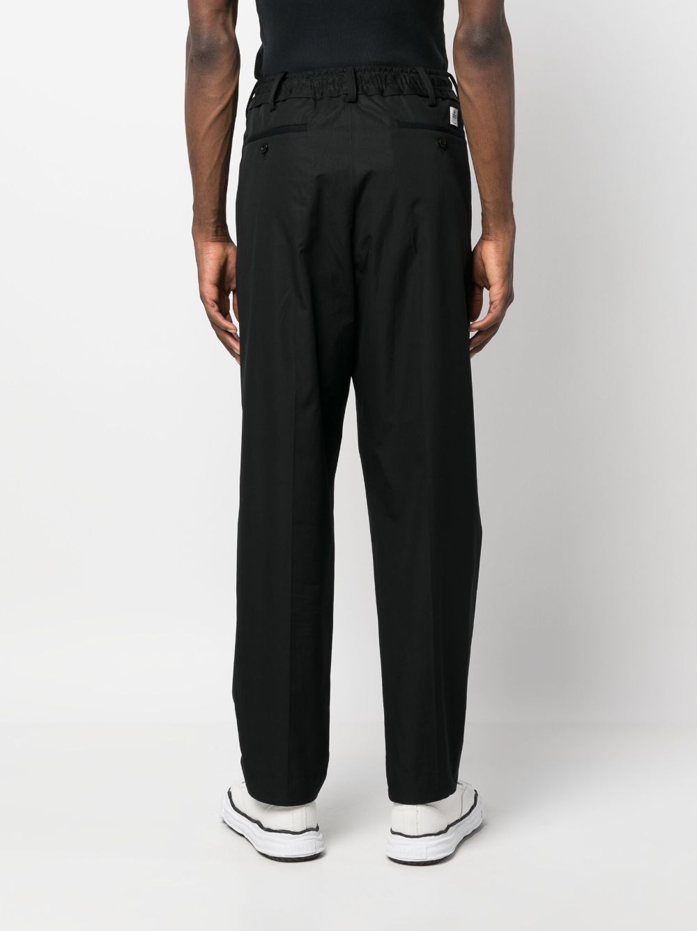Shop Sacai Pressed-crease Drawstring-waist Trousers In Black