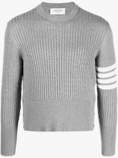 Thom Browne كنزة بحياكة مضلعة و4 خطوط