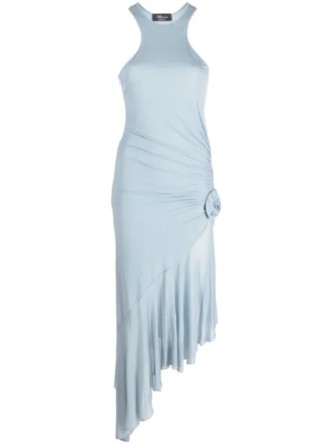 Blumarine ruched asymmetric midi dress