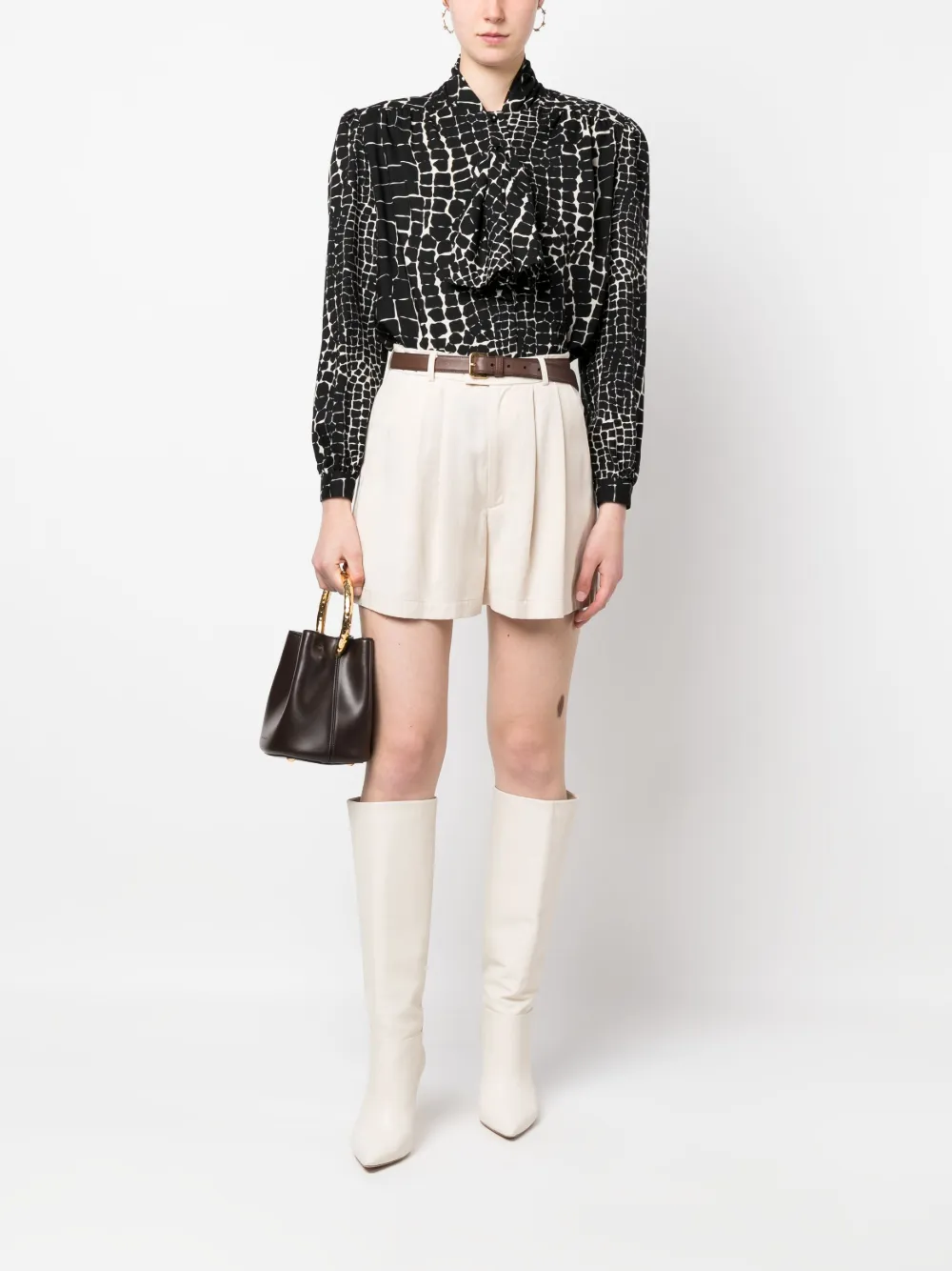 Valentino Garavani Pre-Owned 1980s blouse met geometrische print - Zwart