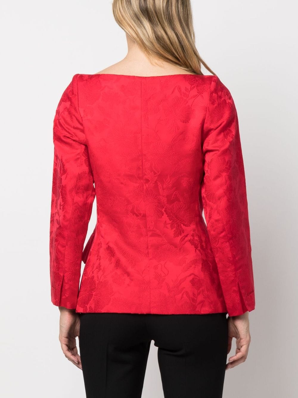 Pre-owned Saint Laurent Floral Jacquard Double-breasted Jacket In Red