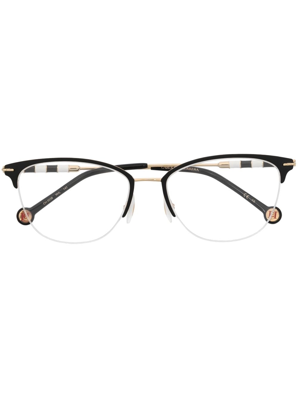 Carolina Herrera Semi-rimless Cat-eye Glasses In Black