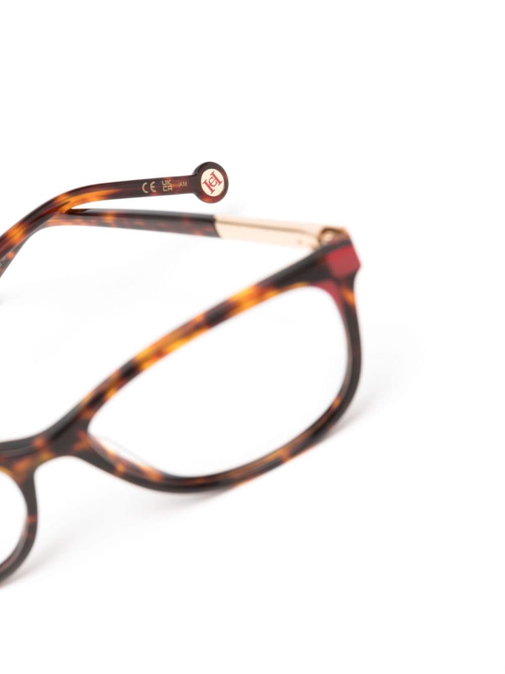 Shop Carolina Herrera Logo-plaque Tortoiseshell Glasses In Brown