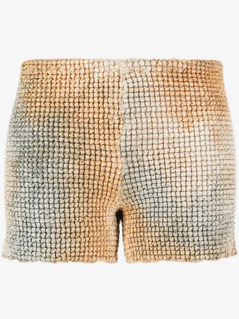Off-White shorts med batiktryk og smock-tekstur