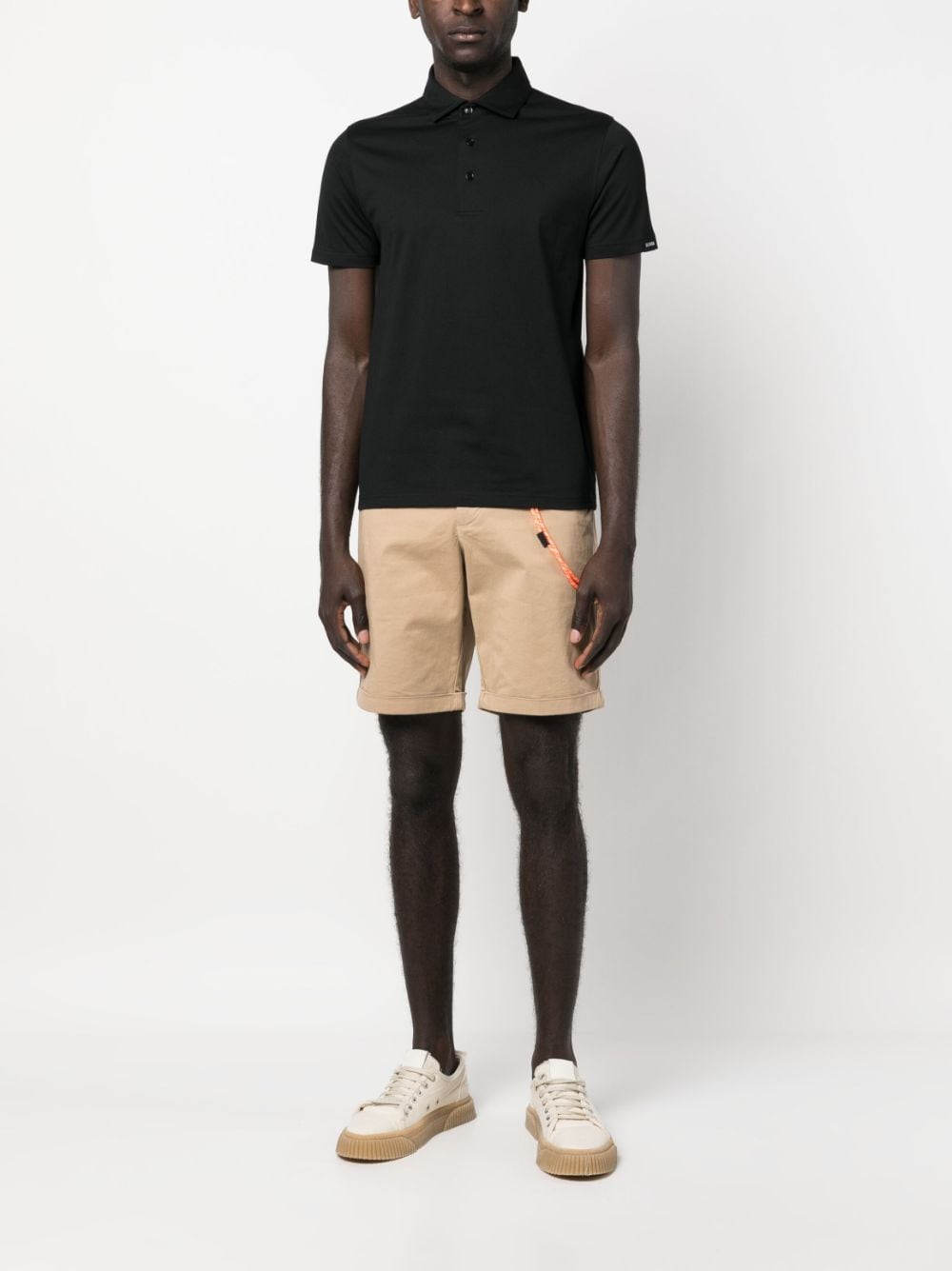 Shop Sun 68 Short-sleeved Cotton Polo Shirt In Black