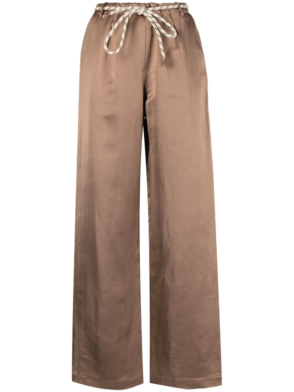 Alysi belted-elasticated-waist trousers - Brown