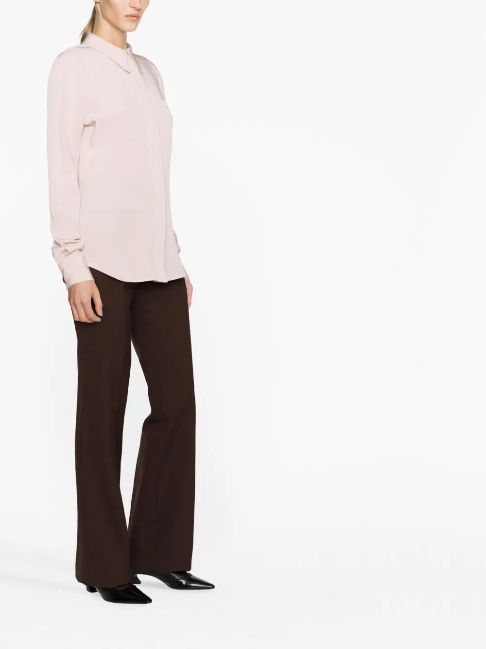  Victoria Beckham Long-sleeve Sheer Shirt - Pink 