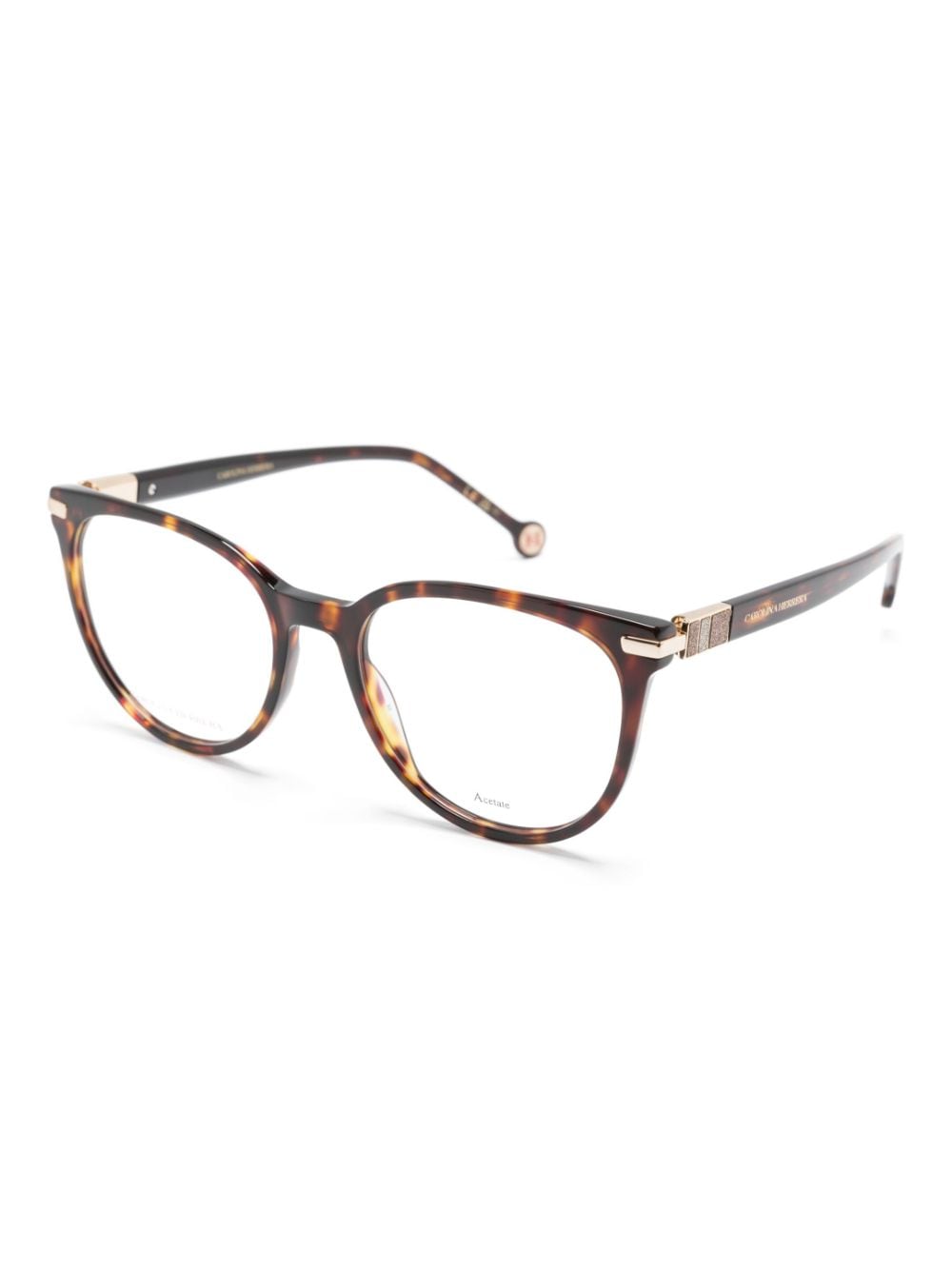 Shop Carolina Herrera Tortoiseshell-effect Round-frame Glasses In Brown