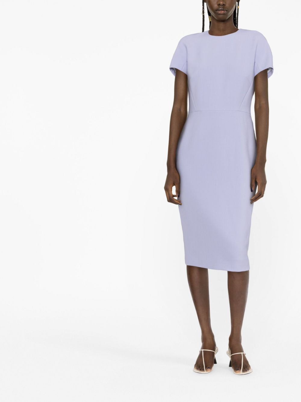 Victoria Beckham Midi-jurk met korte mouwen - Paars