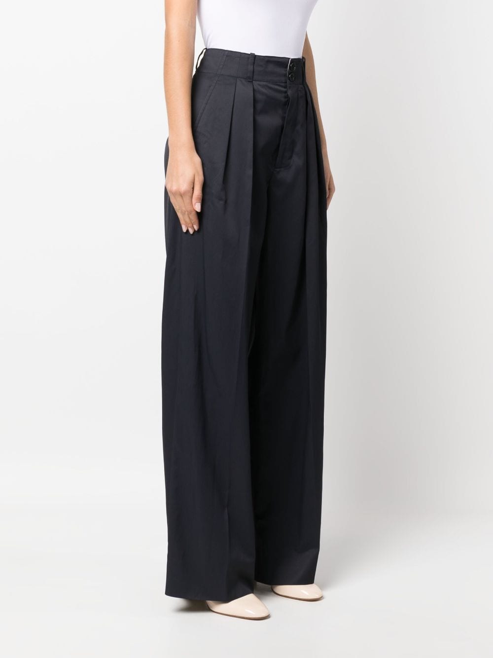 Shop Plan C Box-pleat Tailored Trousers In Blue