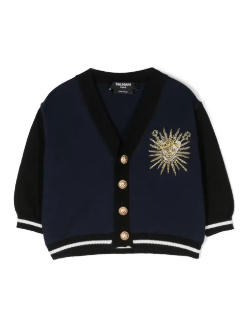 Balmain Kids logo-embroidered cotton cardigan