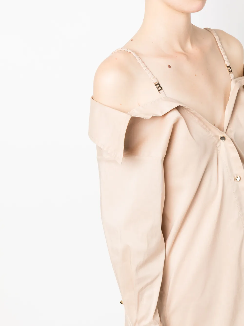 Blugirl Off-shoulder Shirt Dress In Neutrals