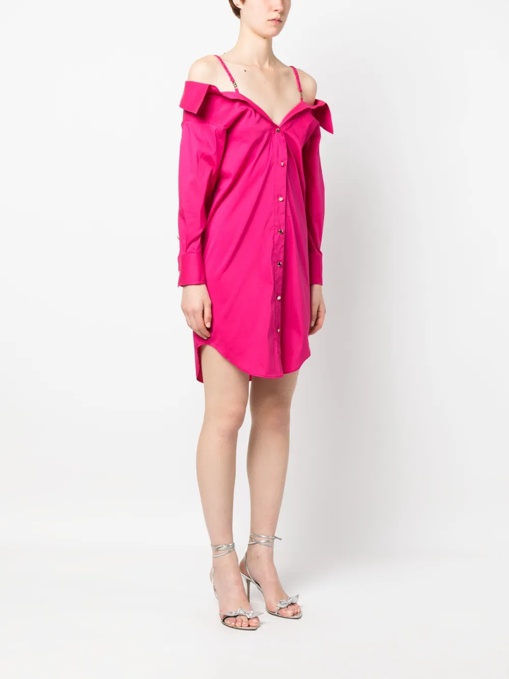 Blugirl Off-shoulder Shirt Dress In Pink