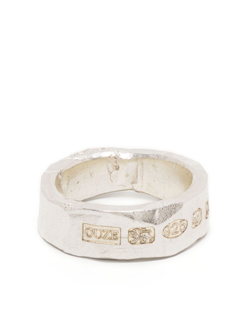 THE OUZE Hallmark engraved-logo band ring - Silver