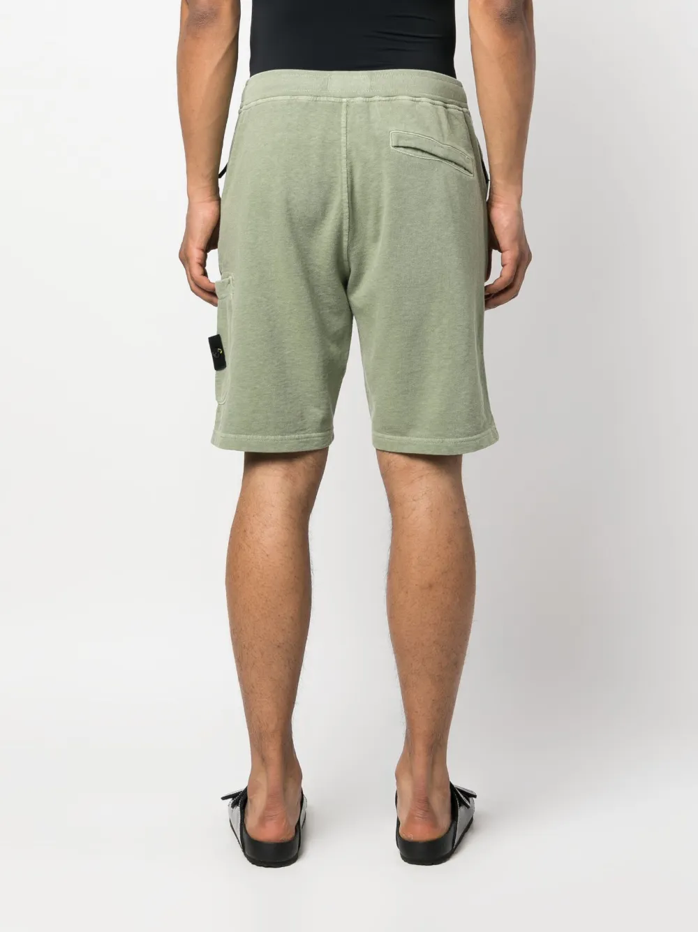 Stone Island Logo-patch Cotton-jersey Track Shorts In Green