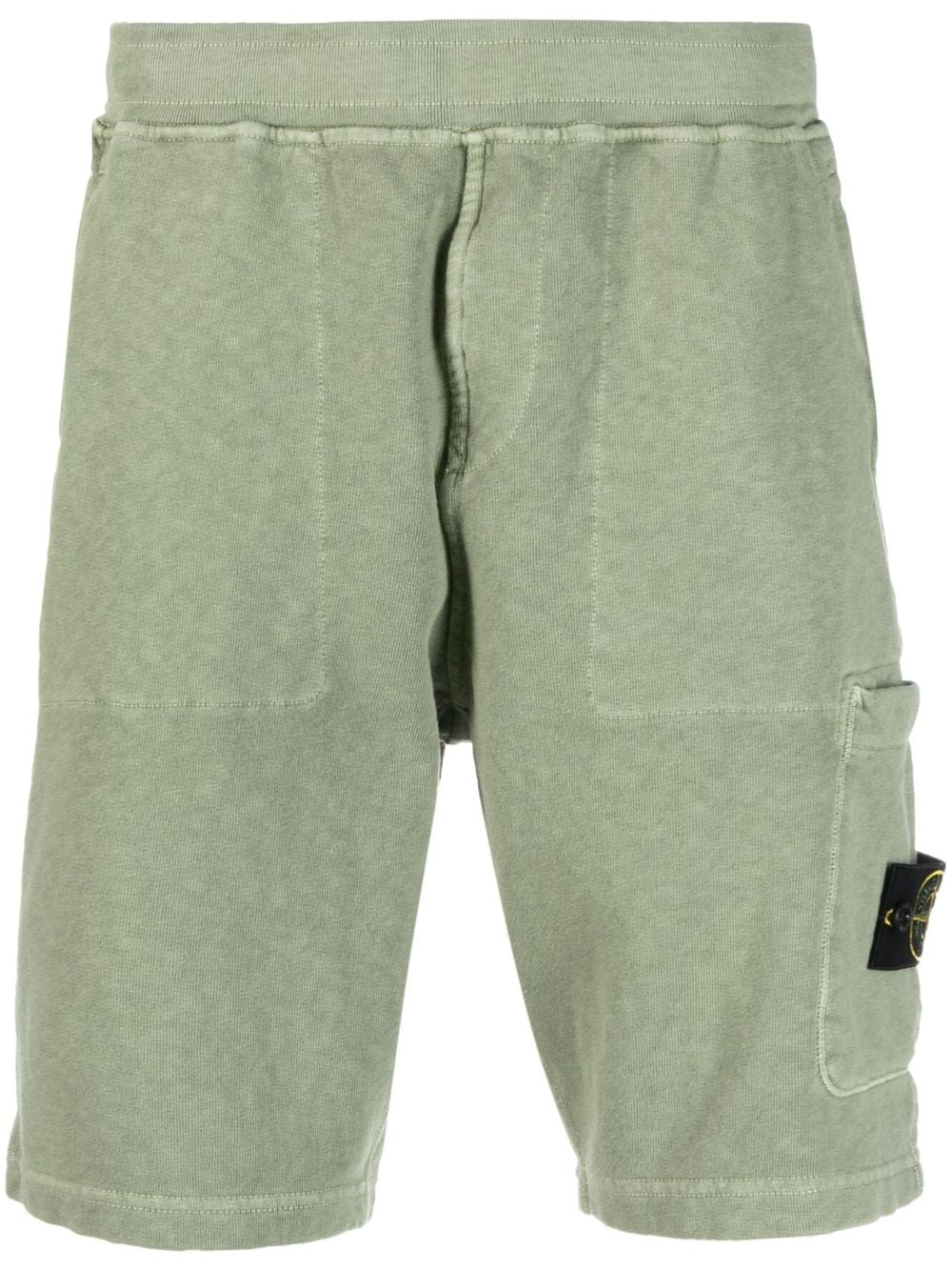 Stone Island Logo-patch Cotton-jersey Track Shorts In Green