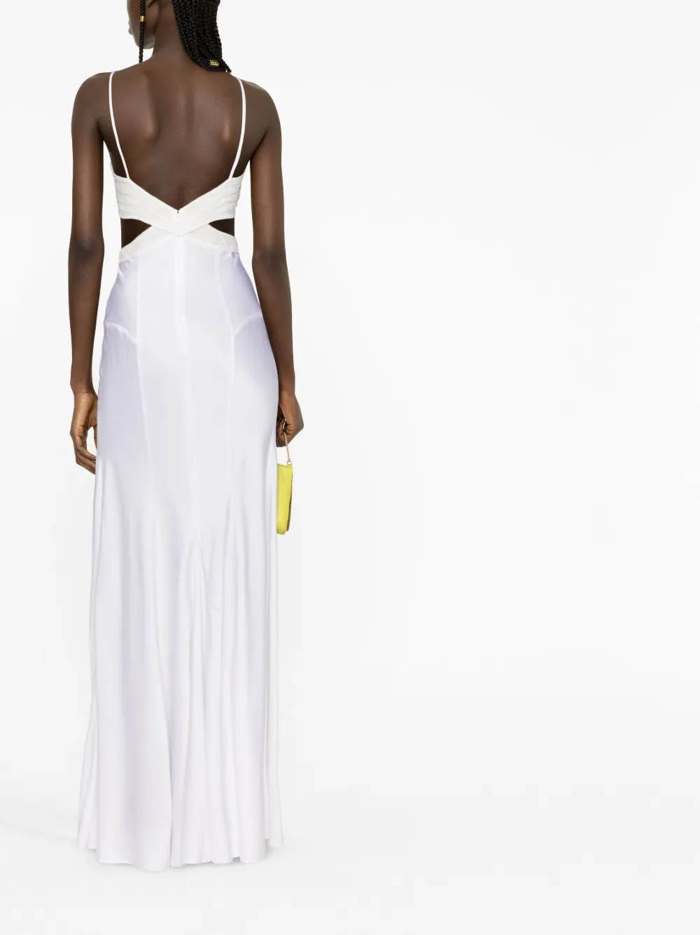Amen Chantilly-lace Cut-out Gown In Weiss