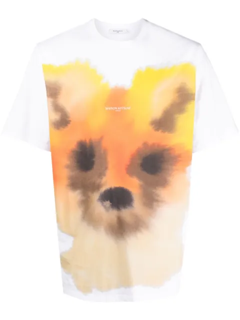 x Rop van Mierlo watercolour fox-print T-shirt