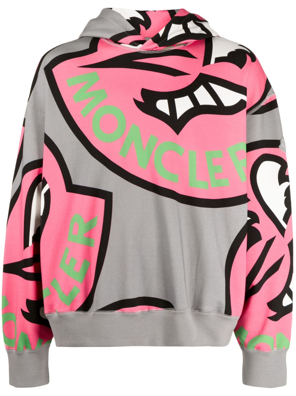Moncler Logo-print Cotton-jersey Hoodie In Grey