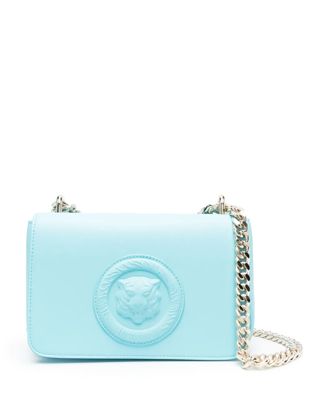 Just Cavalli Embossed-logo Crossbody Bag In Blue