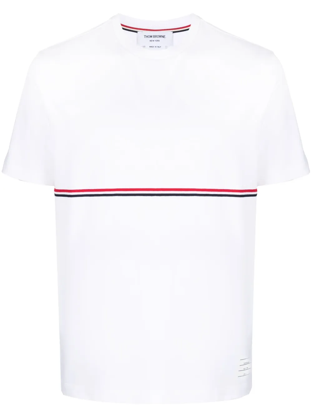 Thom Browne Double-stripe Cotton T-shirt In White