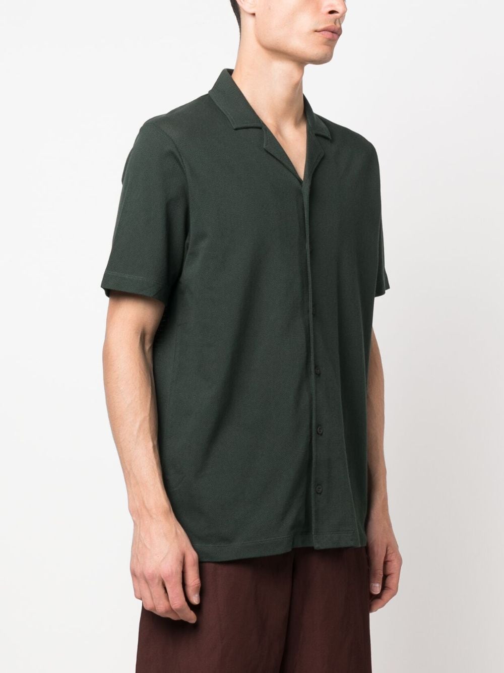 Shop Sunspel Notched-collar Cotton Shirt In Green