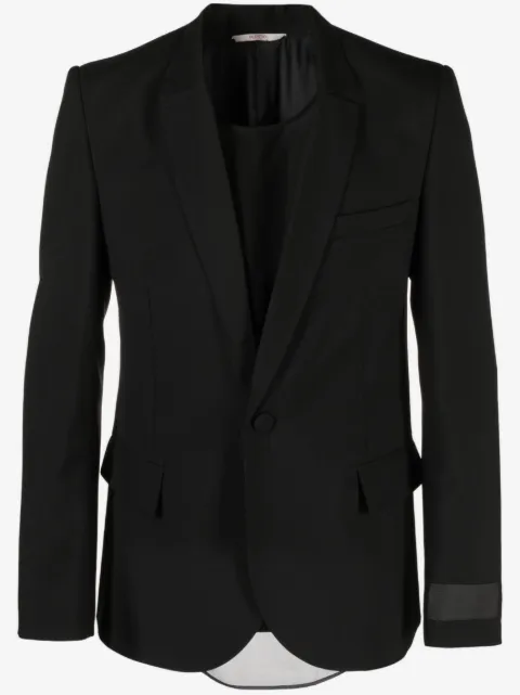 Valentino Garavani logo-patch single-breasted blazer