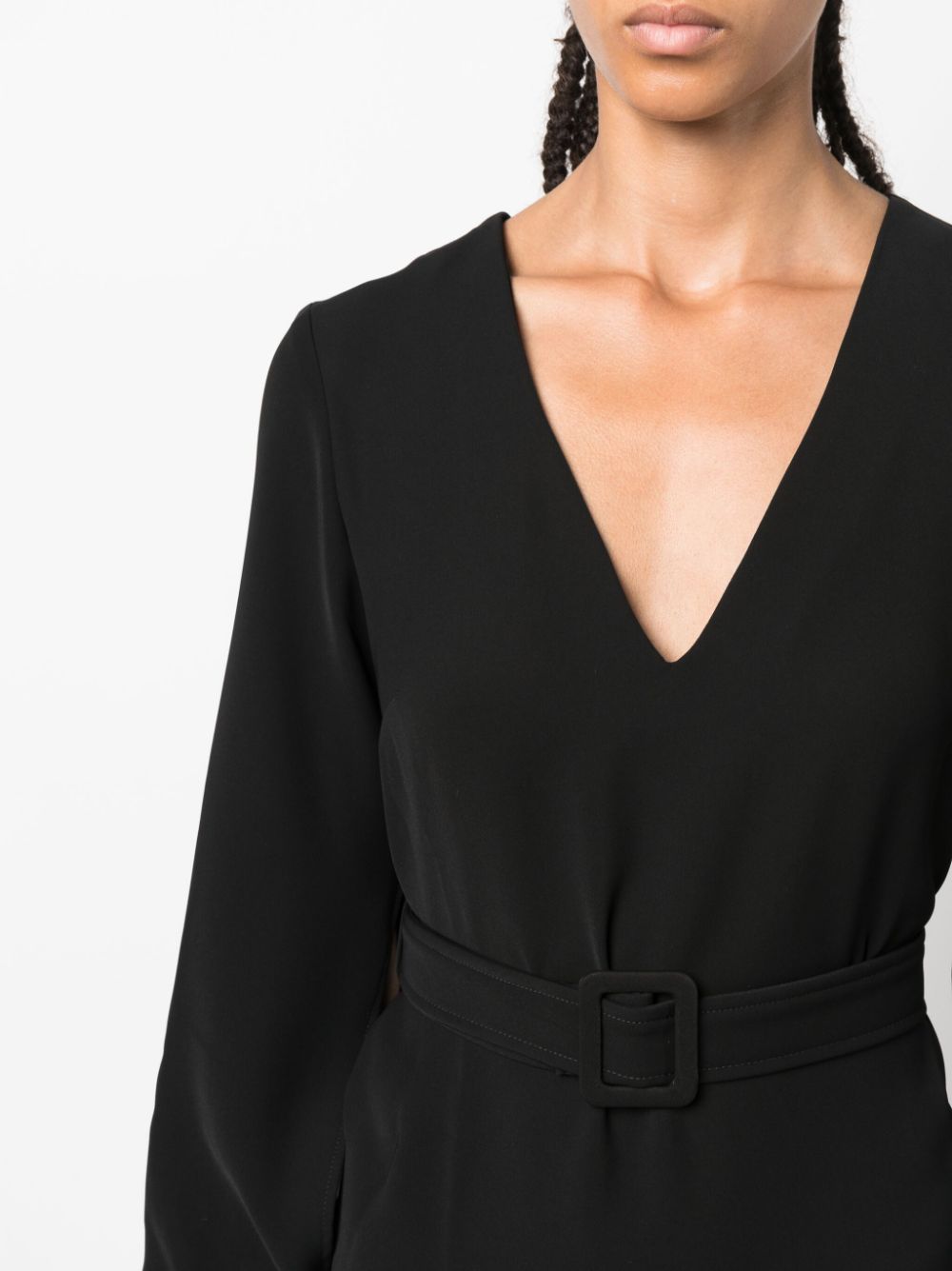 Shop P.a.r.o.s.h V-neck Belted Maxi Dress In Black