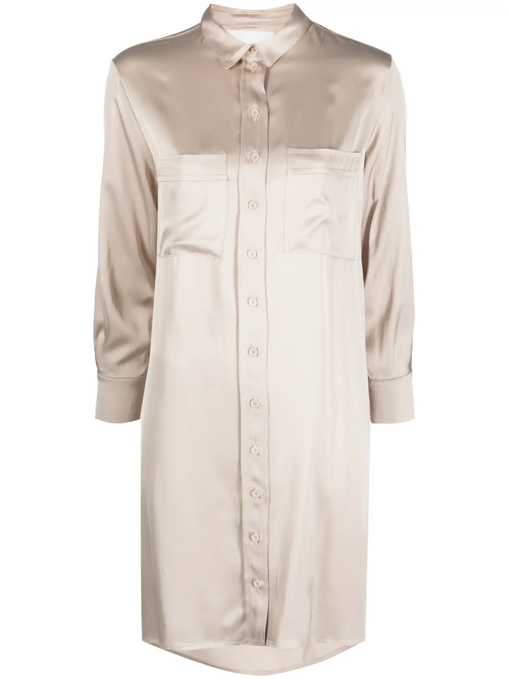 8pm cut-out long-sleeve shirtdress - Neutrals