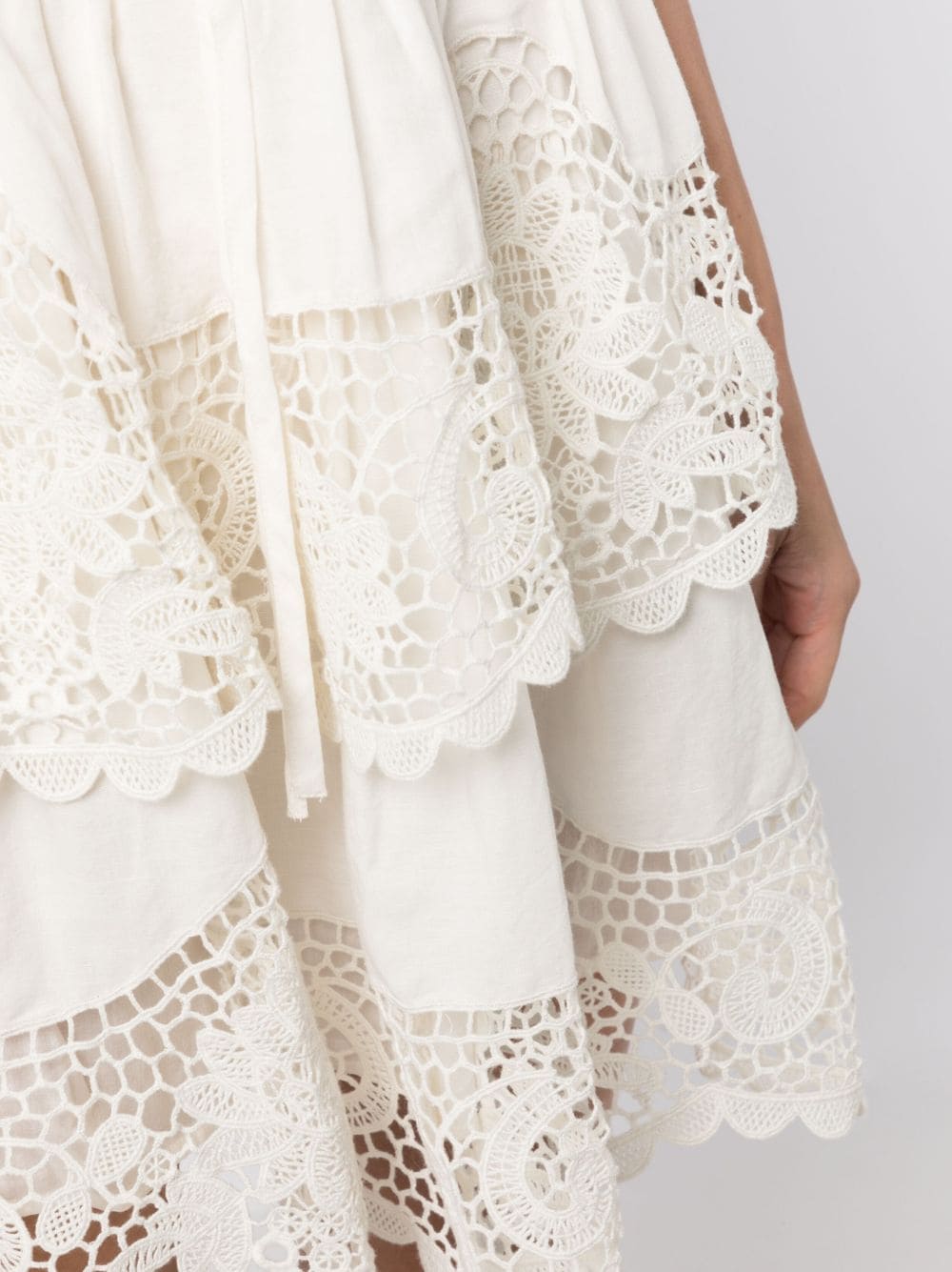 Shop Ulla Johnson Savannah Crochet-trim Halterneck Dress In Weiss