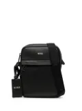 BOSS logo-print leather messenger bag - Black