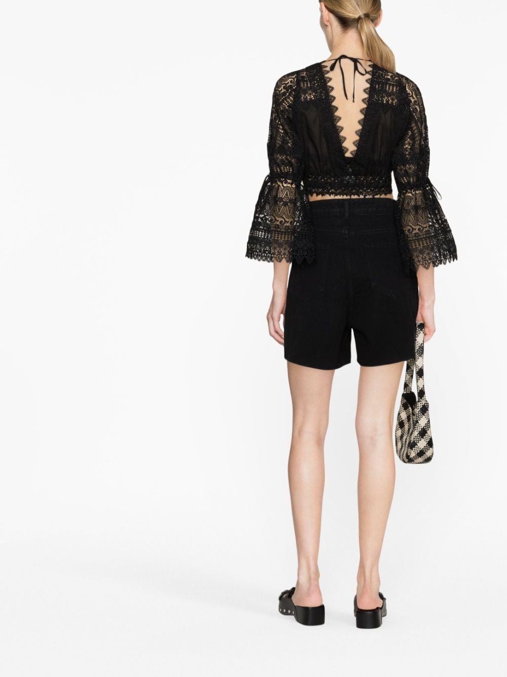 Shop Charo Ruiz Lace Cropped Blouse In Black