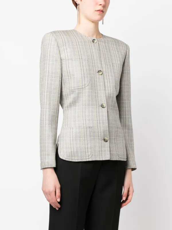 Valentino Garavani Pre-Owned 1980s チェック ノーカラージャケット