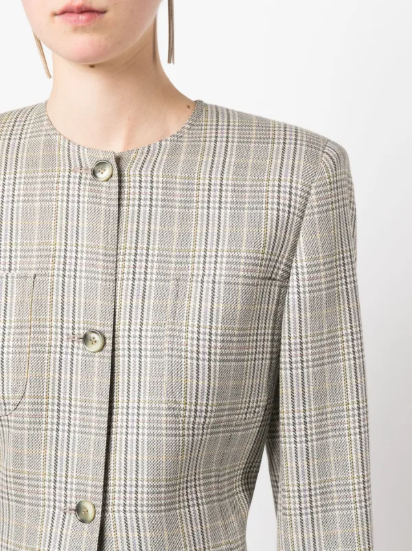 Valentino Garavani Pre-Owned 1980s チェック ノーカラージャケット
