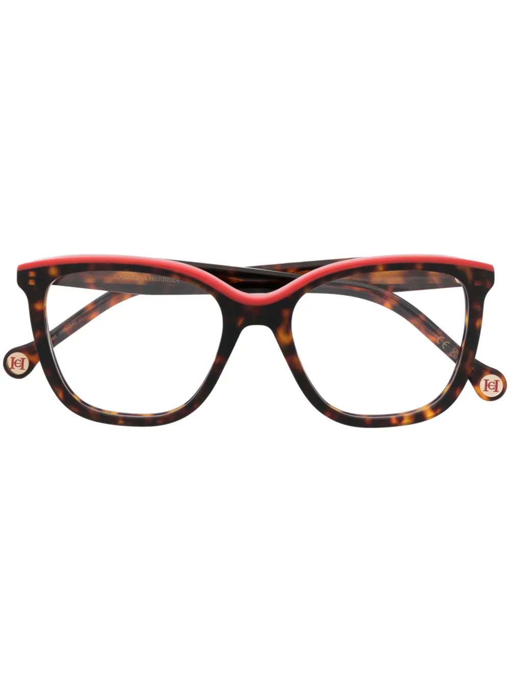 Carolina Herrera Contrast-border Square-frame Glasses In Brown
