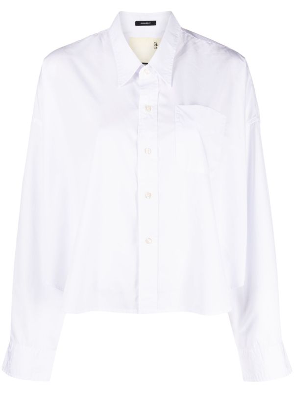 R13 long sleeve Cropped Shirt Farfetch