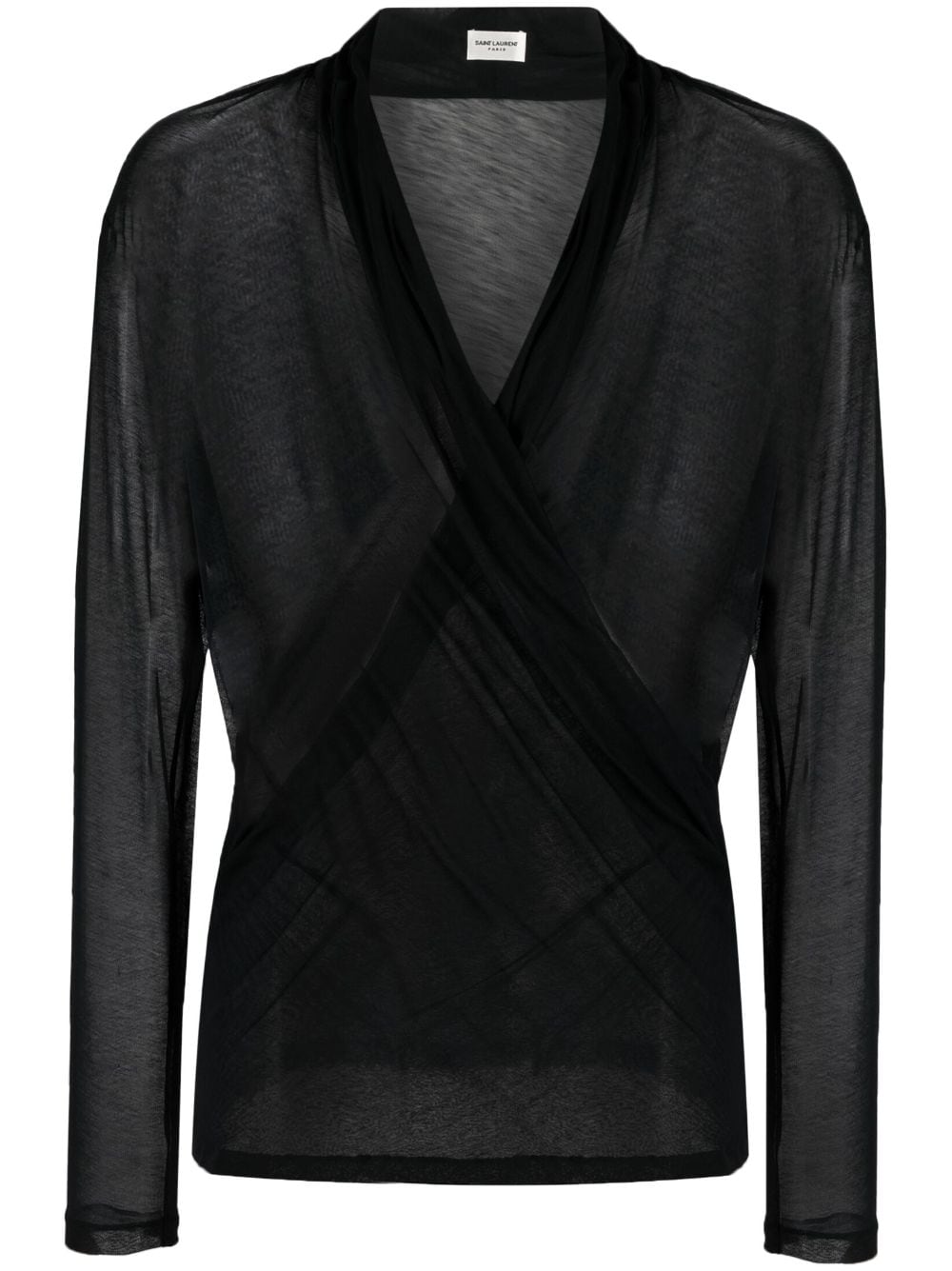 Saint Laurent Semi-sheer Wrap Shirt In Black